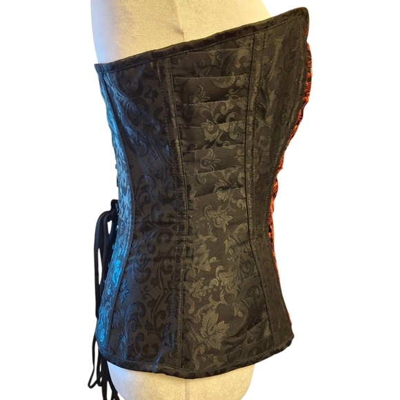 Spirit Halloween Red and Black Zipper Lace-Up Boning Corset Women Size Large - Picture 8 of 16